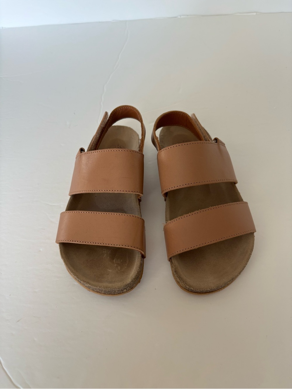 Bonpoint Tan Leather Double-Strap Kids Sandals